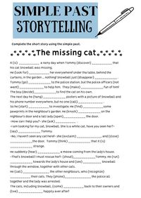 Past Simple grammar worksheet - free printable. Complete the story using the right form of the simple past.