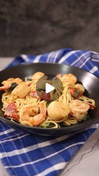 Pasquale Sciarappa on Instagram: "Simple ingredients, delicious dish 😋 

Ingredients used: 
9 oz. Spaghetti
1 lb. Shrimp, peeled and deveined, tails left on (can be removed as per your preference), seasoned with salt and black pepper
1 lb. Scallops, seasoned with salt and black pepper
1 Shallot, chopped
2 Garlic Cloves, chopped
1/3 cup Sundried Tomatoes
1/2 tsp. Hot Pepper Flakes
4 oz. Spinach
1/2 cup White Wine, Chardonnay
1 cup Half and Half
Grana Padano Cheese, optional for topping

#cookingathome #pastarecipes #fishrecipes #shrimprecipes"