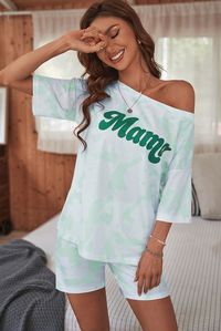 Green Mama Tie-dye Print Short Lounge Set
 #fashion #modeshe #fashionoutfits