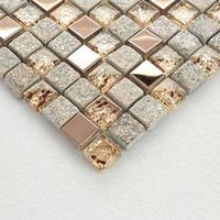 Glass and Natural Stone Backsplash Metal Tile Rose Gold Stainless Steel Mosaic Clear Crystal Wall Bathroom