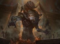 The Scorpion God was one of the three gods who were arrested and distorted by Nicol Bolas to serve his interests during the Hour of Revelation. The original functions and appearances and even the names of these gods have been lost.