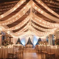 PRICES MAY VARY. 6-Pack Ceiling Drapes for Weddings: 6 panels champagne ceiling drapes for weddings, each ceiling draping fabric measure for 5 feet width x 10 feet length. Come with curtains light string, turn any empty room into a party-ready venue is to decorate with beautiful, flowy layers of floor to ceiling drapes! Wedding Ceiling Drapes: Made of WRINKLE FREE premium sheer tulle fabric, best fabric for ceiling draping, adding a very special ambiance, mood, feel, design and tone to the space and event, definitely creates a memorable wedding ambiance Easy Assembly with Rod Pocket Design: There is a 4 inches rod pocket which is sewn in the end of champagne ceiling draping panel for easy hanging. Use ceiling draping for weddings to help lower the height of ceilings & makes rooms cozier Ro