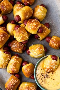 Pretzel Pigs in a Blanket with the BEST Beer Cheese Dip - Modern Farmhouse Eats