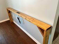 "My Behind the Couch Console Table is custom built to your requests and needs for Height, length, and stain color choice.  This sofa table will allow you to set a drink or your phone behind you while you sit on your couch. It  fills the voided space between your sofa and wall and makes it a usable space with a beautiful wood table. The electric outlet is great because it eliminates the need to reach in awkward areas to find a wall outlet. Simply plug in the 3 prong cord into and existing wall outlet and the powered table console is ready to go! The stain used in the profile picture above is \"Provincal\". ------------------------------------------------------------------------------- Custom Name Engraved Slate Coasters to go with your table: https://timberkinghomedecor.etsy.com/listing/156