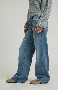 Medium Indigo Low Rise Baggy Jeans