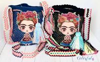 Medium Frida Tribute Crochet Bags with Crystals  #frida #casualbags #bohemian #bohobags