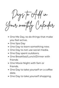 self care, self care checklist, self care routine, monthly planner