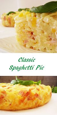 Classic Spaghetti Pie is perfect hearty week dinner. You can preboil spaghetti noodles or use leftover spaghetti to make this crispy crust easy spaghetti bake.