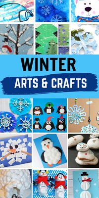 Easy winter crafts and arts for kids to make in December or January. This list of simple winter craft ideas for kids includes: shape penguin craft, paper plate winter crafts for kids, paper snowflakes, penguin crafts for kids, snowman crafts for kids, polar bear crafts for kids, melted snowman crafts for kids, penguin cotton craft, egg carton snowman craft, and many winter art projects to make with kids in the classroom with preschoolers and elementary school kids.