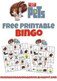 Free Printable Secret Life of Pets Bingo - great kids activity or party game …