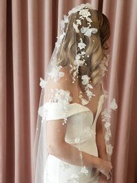 RIVIERA Bridal Cape Veil Cathedral Wedding Veil Floral - Etsy