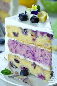 Lemon Blueberry Cheesecake Cake Recipe | OMG Chocolate Desserts