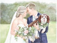 Hand painted wedding portrait from photo, Unique anniversary gift