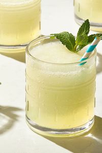 Learn how to make an Icy Lemon-Ginger Vodka cocktail, a frozen, summer cocktail that calls for vodka, mint sprigs, ginger syrup, lemon juice, and lemon zest.