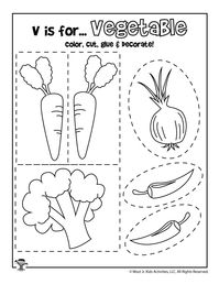 V is for Vegetables Coloring Craft Activity