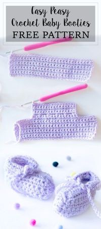 FREE Crochet Pattern: Easy Crochet Baby Booties Free Pattern. Extremely easy crochet pattern for baby booties. just rectangles sewed together.