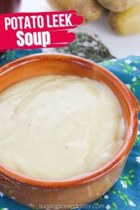 This creamy potato leek soup recipe is cozy, rich and filling with a subtle but delicious flavor profile. The creamy, buttery potatoes are blended with sweet, tangy leeks and earthy thyme and bay leaf to create a satisfying soup that is velvety smooth and pairs well with a variety of salads, sandwiches, etc.