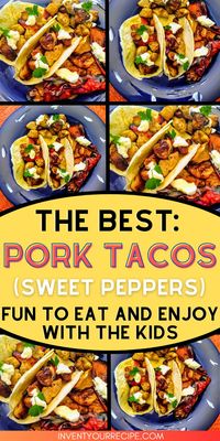 Simple Pork Taco Recipe with Roasted Peppers and served on flour tortillas. Red bell peppers roasted in the oven and served in a flour tortilla with sautéed pork bites. kids taco night | taco night ideas for kids | easy pork tenderloin tacos | tacos for dinner families