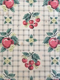 Vintage wallpaper found in our 1914 custom built craftsman bungalow in Galveston  Apple and Cherry gingham