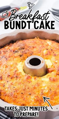 This eggy breakfast bundt cake is the perfect dish filled with all your favorite breakfast items. It’s packed with a delicious medley of chopped vegetables, plenty of ham, melted cheese, and crusty bread before being baked to a golden brown. #BreakfastBundtCake #BrunchTreats #MorningDelights