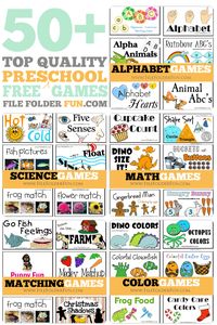 50+ Top Quality Free Preschool File Folder Games