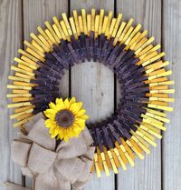 Sunflower clothespin wreath