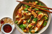 Dumpling and Smashed Cucumber Salad With Peanut Sauce  Recipe