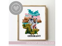 Easy counted cross stitch chart, xstitch, punto croce, embroidery, point de croix, Sticken im Kreuzstich. Original cross stitch pattern designs.Germany cross stitch pattern. Instant download in PDF.Fabric: Aida 14, White95w X 135h StitchesSize: 14 Count, 6.7 inches (17.2cm) wide and 9.6 inches (24.4cm) highNumber of colors: 19 DMCThis PDF pattern Includes:- Color pattern fit on one page for comfort use from tablet- Black and white symbol pattern divided into pieces- Color and symbol pattern divi