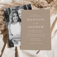 $2.51 | Taupe Modern Elegance Photo Wedding #wedding, modern, minimalist, calligraphy script, elegant, simple, photo wedding invitation, engagement photo, trendy, taupe wedding