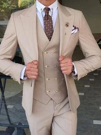 This is a Classic Three-Piece Suit from high quality fabric and imported materials. Our products are handcrafted by experienced tailors who make sure the that the stitching is precise, lining is proper, and the overall product is sturdy enough to not go out of shape for more than a few years. Also, all our products available more colors and designs in this collection. This is a 3-piece set of a jacket, waistcoat and a trouser. We also offer customization so we can provide you an even better fit if you massage us your measurements (in inches) of Chest, Stomach, Waist, Hip, Shoulder and Actual Height and weight after ordering. Feel Free to message us if you have any question or doubts, even if you just want to say hi. We love making new friends! Free Delivery in 5-6 Business Days across the