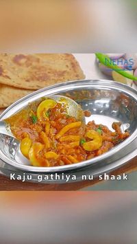 Kaju gathiya nu shaak is a popular kathiyawadi sabzi prepared with cashews, gathiya, and regular spices. The sabzi is slightly spicy and tangy, and it tastes great with paratha or bajra rotla.