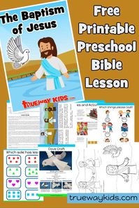 Learn about Jesus' Baptism and John the Baptist. Learn how Jesus pleased God and set an example for us. Introduce the trinity. Includes worksheets, Bible games and activities, coloring sheets, Bible craft and more.