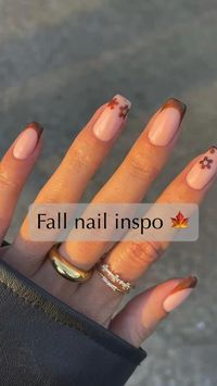 Simple fall nails , gel fall nails , acrylic fall nails , brown nail design , brown nail art