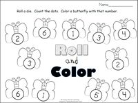 Free Butterfly Roll and Color Number Worksheet