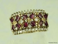 Vintage 14k Yellow Gold Ruby Diamond Cigar Band Ring X