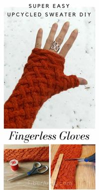 Easy DIY Fingerless Gloves from an Old Sweater - FiberArtsy.com