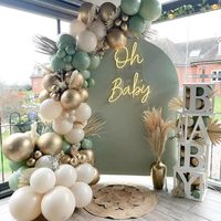 【Sage Green Balloon Garland Arch】What Will You Get: :white sand balloon:5inch-15pcs,10inch-45pcs,18inch-2pcs;sage green latex balloons:5inch-15pcs,10inch-35pcs;gold chrome latex balloons:5inch-15pcs,10inch-25pcs,18inch-1pc 【Non-toxic and safe】Our Sage Green balloon garland arch kit, non-toxic and very safe, you can use with confidence.