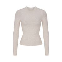 COTTON JERSEY LONG SLEEVE T-SHIRT | HEATHER OATMEAL