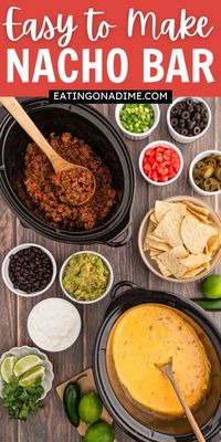 We love to fix a nacho bar for parties, game day and more. It is easy and always a hit. Everyone loves to customize their homemade nachos and it's a fun meal idea. Spend less time in the kitchen and more time with your guests. This is a win all around. #eatingonadime #easynachobar #gamedaynachobar