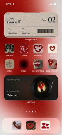 Iphone theme | red theme | love theme | romantic vibes | red app icons | conan gray music