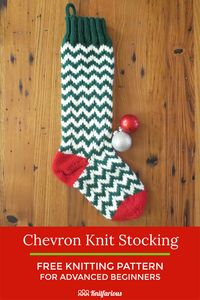 Practice your stranded knitting with this knit stocking pattern in a lovely chevron design. Includes additional colorwork motifs in pattern.