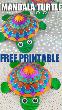 Make a beautiful mandala turtle 3D craft using the free printable template. This turtle craft is great to make at preschool or daycare if you study ocean animals. Have the kids color the turtle template, cut and glue it together. You can use it as a decoration for the classroom or the hallway or for a summer bulletin board idea. A simple paper turtle craft for preschoolers and older kids.