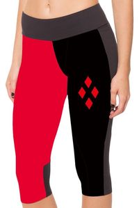 COCOLEGGINGS Womens Harley Quinn Digital Print Stretch Workout Capri Tights L