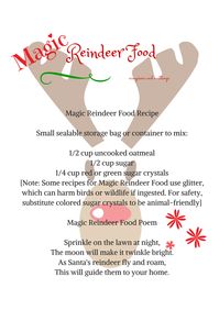 Share the Magic Reindeer Food Recipe and Poem - Free Printable