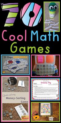 70 cool math games, separated by grade level. An amazing list to help add some activity to your math lessons.