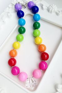 Rainbow Chunky Necklace, Rainbow gumball beads, Rainbow bubblegum necklace, girls rainbow necklace,