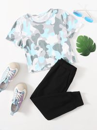 Toddler Girls Camo Print Tee & Sweatpants Set