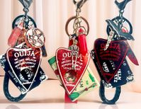 Wickedly cute! Each of these keychains is made up of a Ouija board and planchette pair, a wristlet in PU leather, canvas webbing or neoprene and mixed with various other charms like tarot cards, pentagrams, crystals and more. Every keychain is individually assembled so no two keychains are exactly alike! The perfect decoration for your purse, backpack or keys! For the witches, baddies and horror lovers out there. 🖤