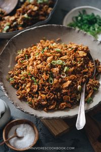 Soy Sauce Fried Rice (酱油炒饭) | Simple yet indulgent, it’s a classic Chinese takeout dish that uses minimal ingredients to create maximum flavor. Only takes ten minutes to prepare, and it’s robust enough to serve as a main or to satisfy your midnight salty snack craving.