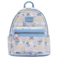 Celebrate Everyone's Favorite Alien Experiment With This Exclusive Loungefly I Heart Stitch Mini Backpack. This Bag Includes One Front Zipper Pocket, Two Side Pockets, And A Dreamy Pastel Print Of Stitch Floating Through The Sky. Fans Will Love This Mini Bag, Perfect For All Of Your Daily Essentials! Officially Licensed Adjustable Straps Strap Length: 36" 1 Front Zipper Pocket 2 Side Pockets Zipper Closure Dimensions: 10.5" H X 9" W X 4.5" D Material: Faux Leather